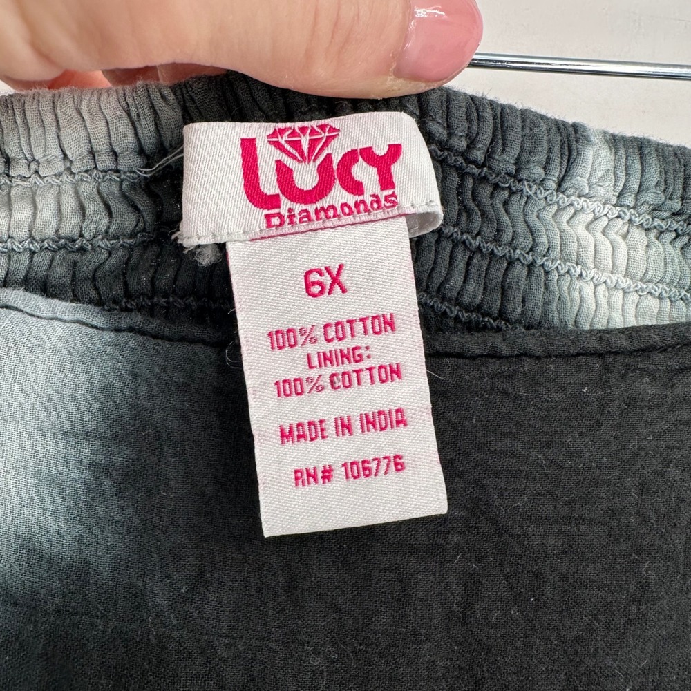 Lucy Diamonds‎ Tie Dye Maxi Skirt Tiered Balloon Black White Cotton Women 6X - Picture 8 of 11